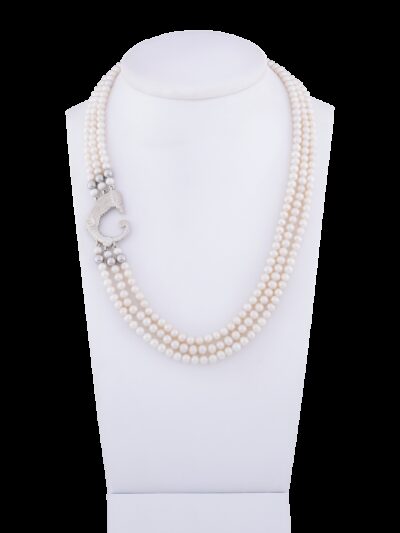 Collana a tre fili perle e drago
