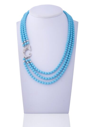 Collana a tre fili turchese e drago