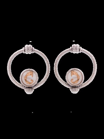 Orecchini Doppio cerchio drago Bianco