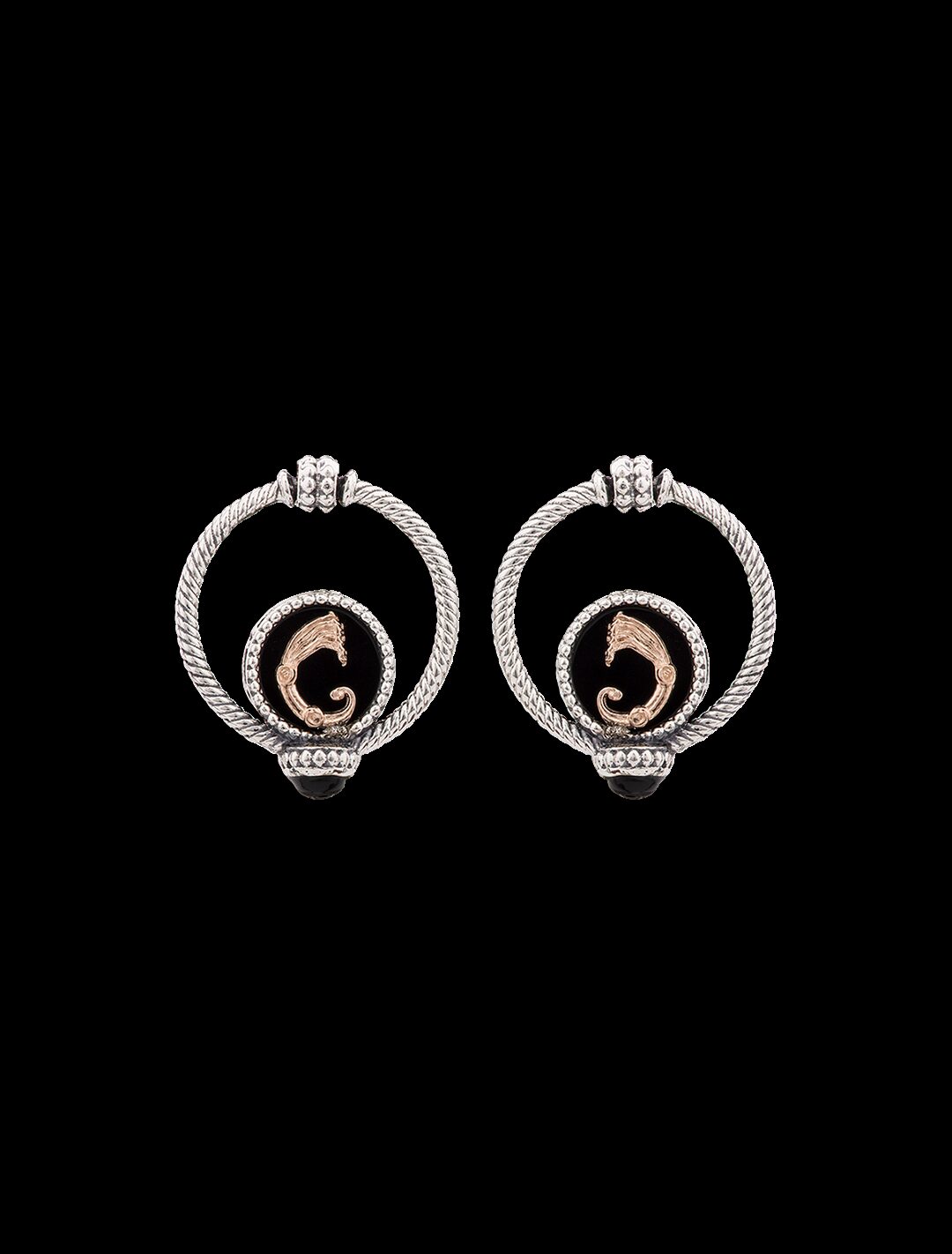 Orecchini Doppio cerchio drago Neri small