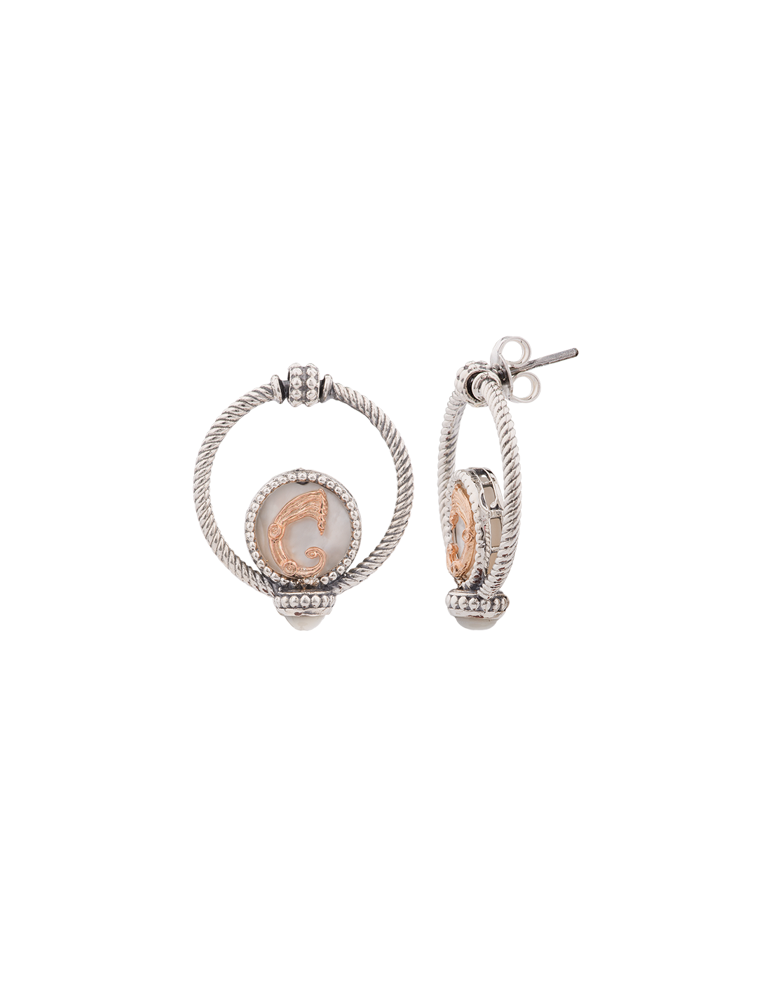 Orecchini Doppio cerchio drago Bianco small