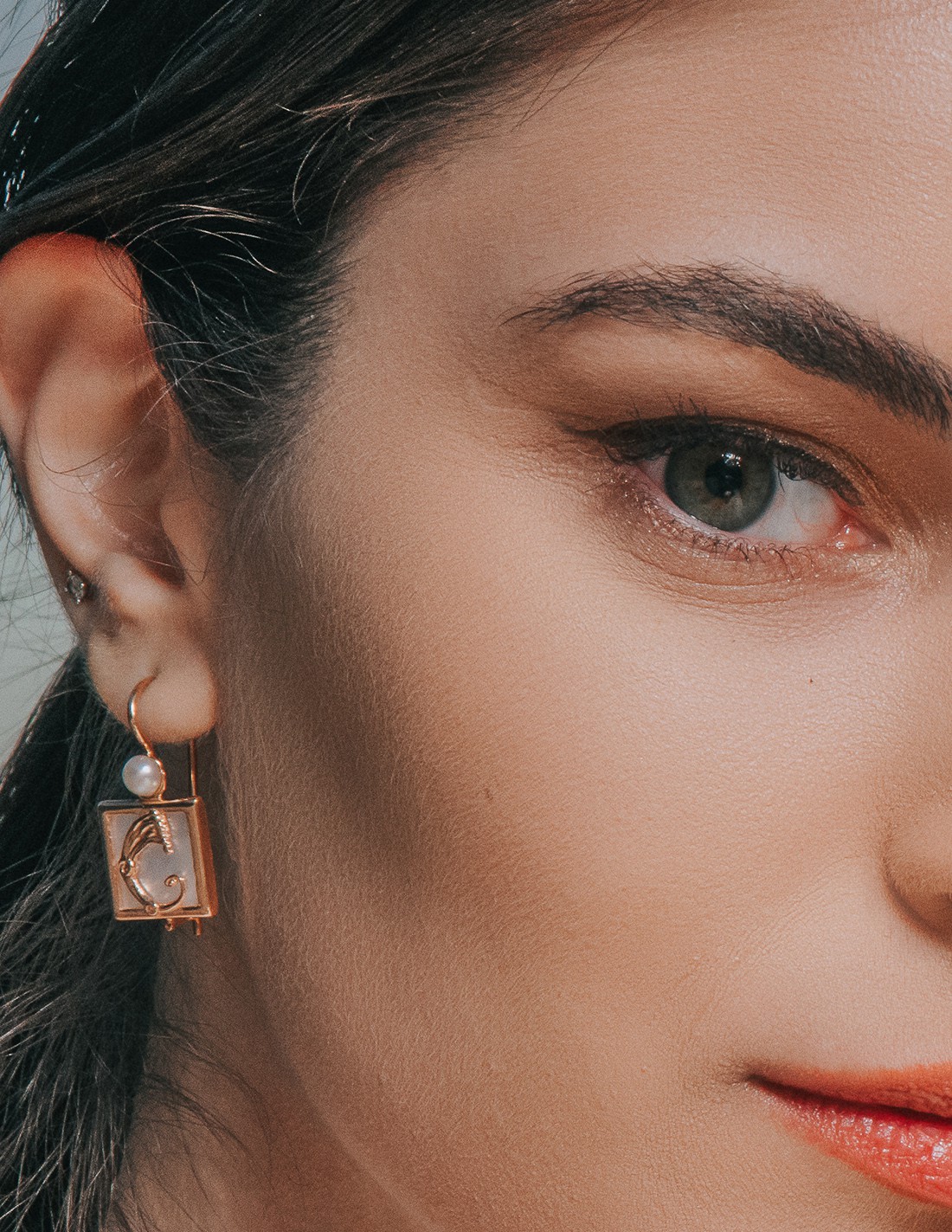 Orecchini Drago quadretti e perline