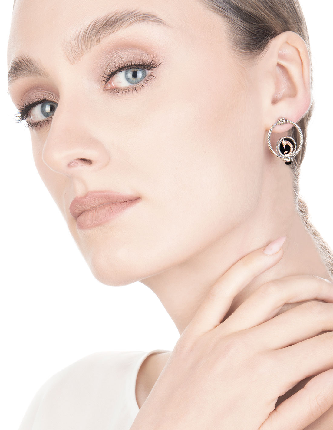 Orecchini Doppio cerchio drago Neri small