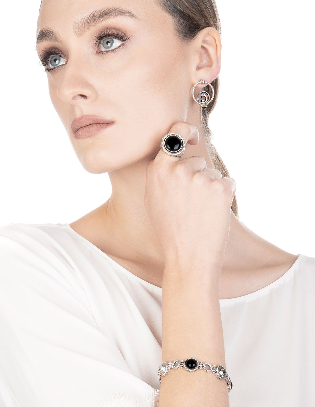 Orecchini Doppio cerchio drago Neri small