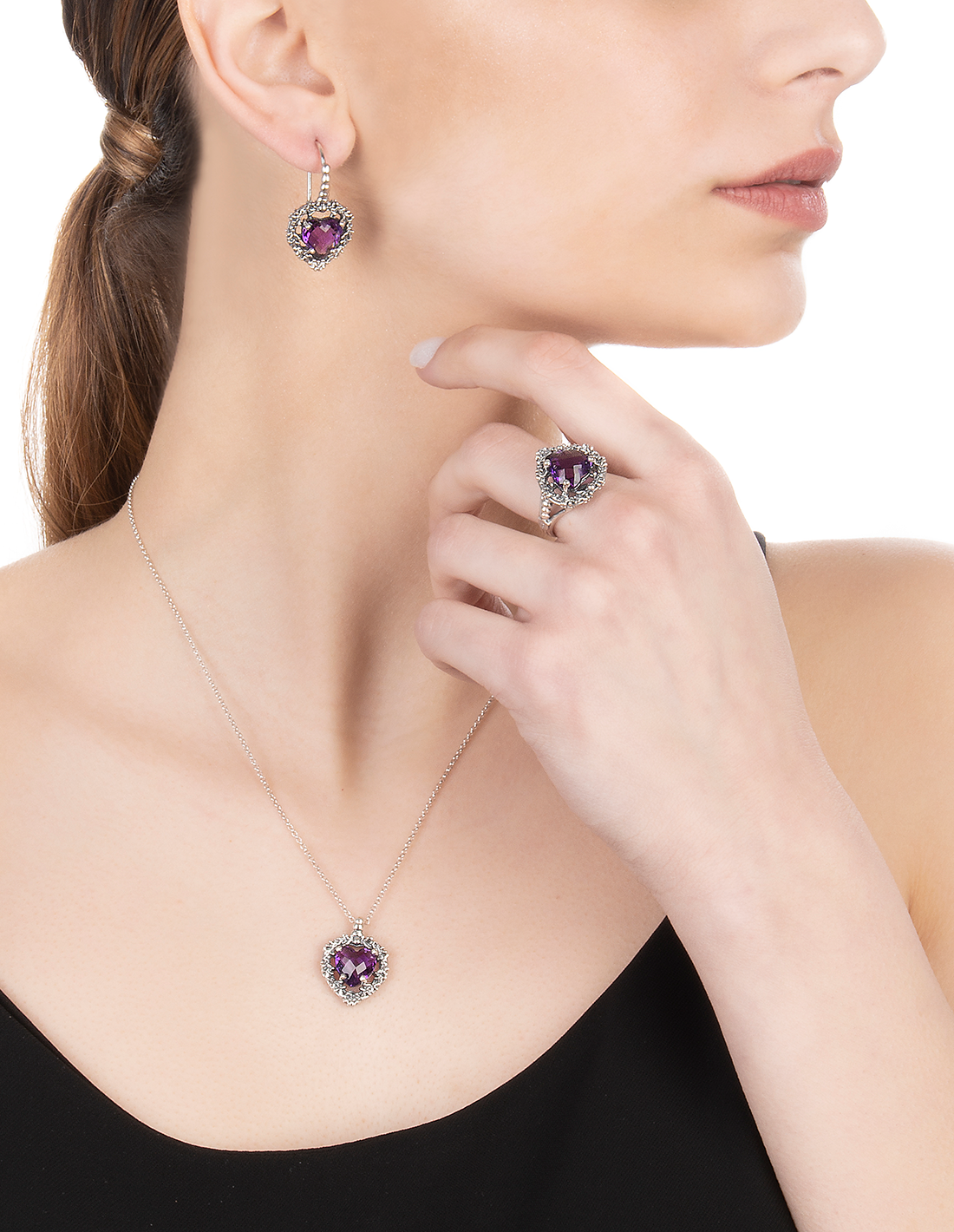 Orecchini Cuore nel Cuore viola