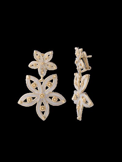 Orecchini Royale polvere di perle degradé doppio fiore