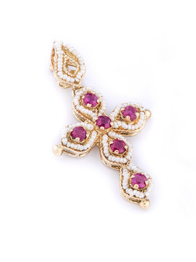 Croce gocce hollywoodiane con rubini