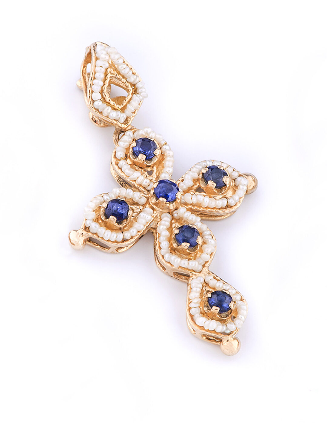 Croce gocce hollywoodiane con zaffiri