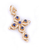 Croce gocce hollywoodiane con zaffiri