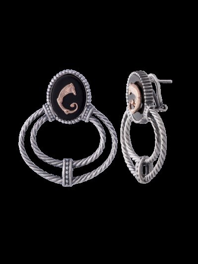 Orecchini Doppio torchon drago neri