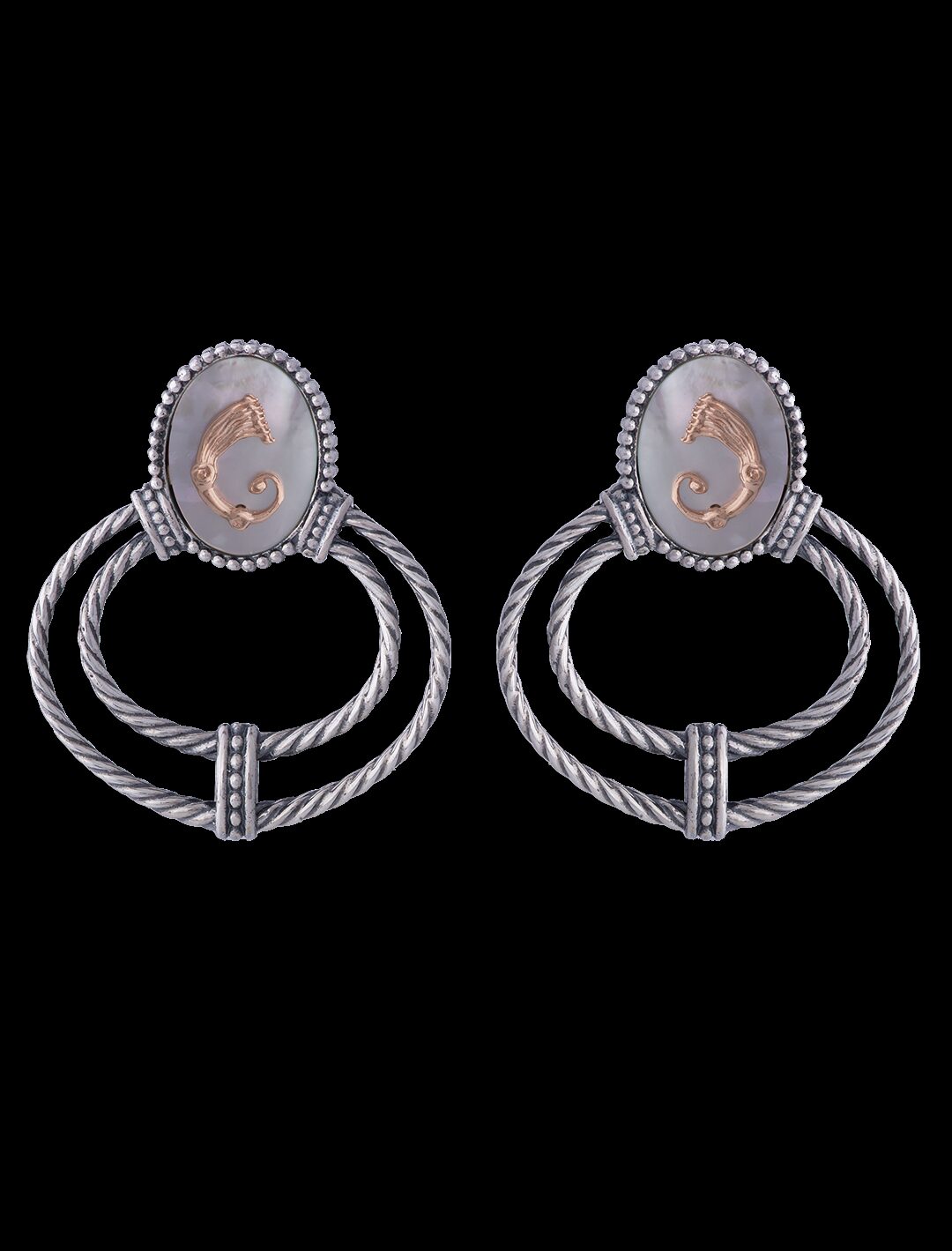 Orecchini Doppio torchon drago madre perla