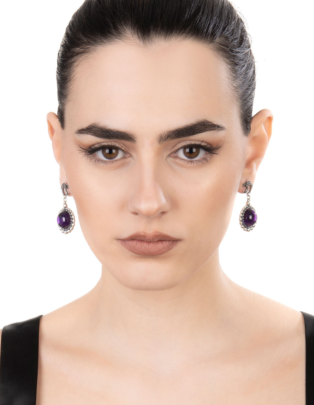 Orecchini Drago e cabochon argento