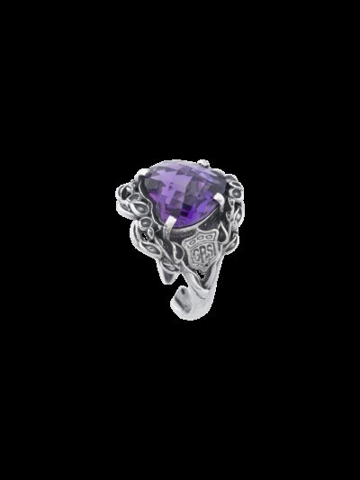 Anello Cuore nel Cuore alberato viola