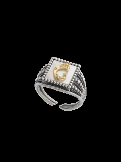 Anello Drago pallinato bianco