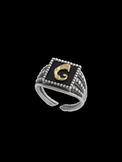 Anello Drago pallinato nero