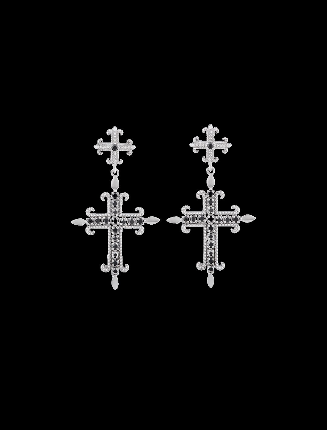 Orecchini croce Excalibur Giglio neri
