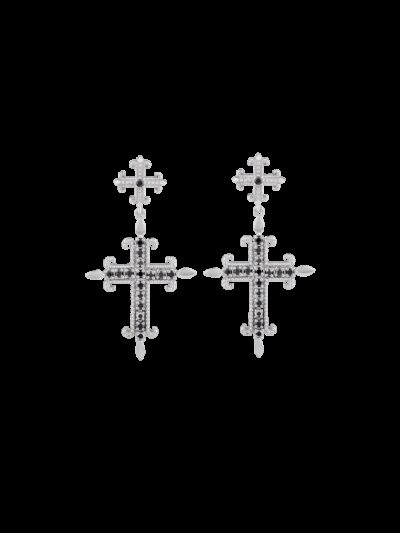 Orecchini croce Excalibur Giglio neri