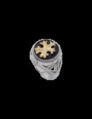 Anello dettagli florensi fiore - agata nera e dorato