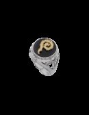 Anello dettagli florensi spirale liturgica alberata - agata nera e dorato