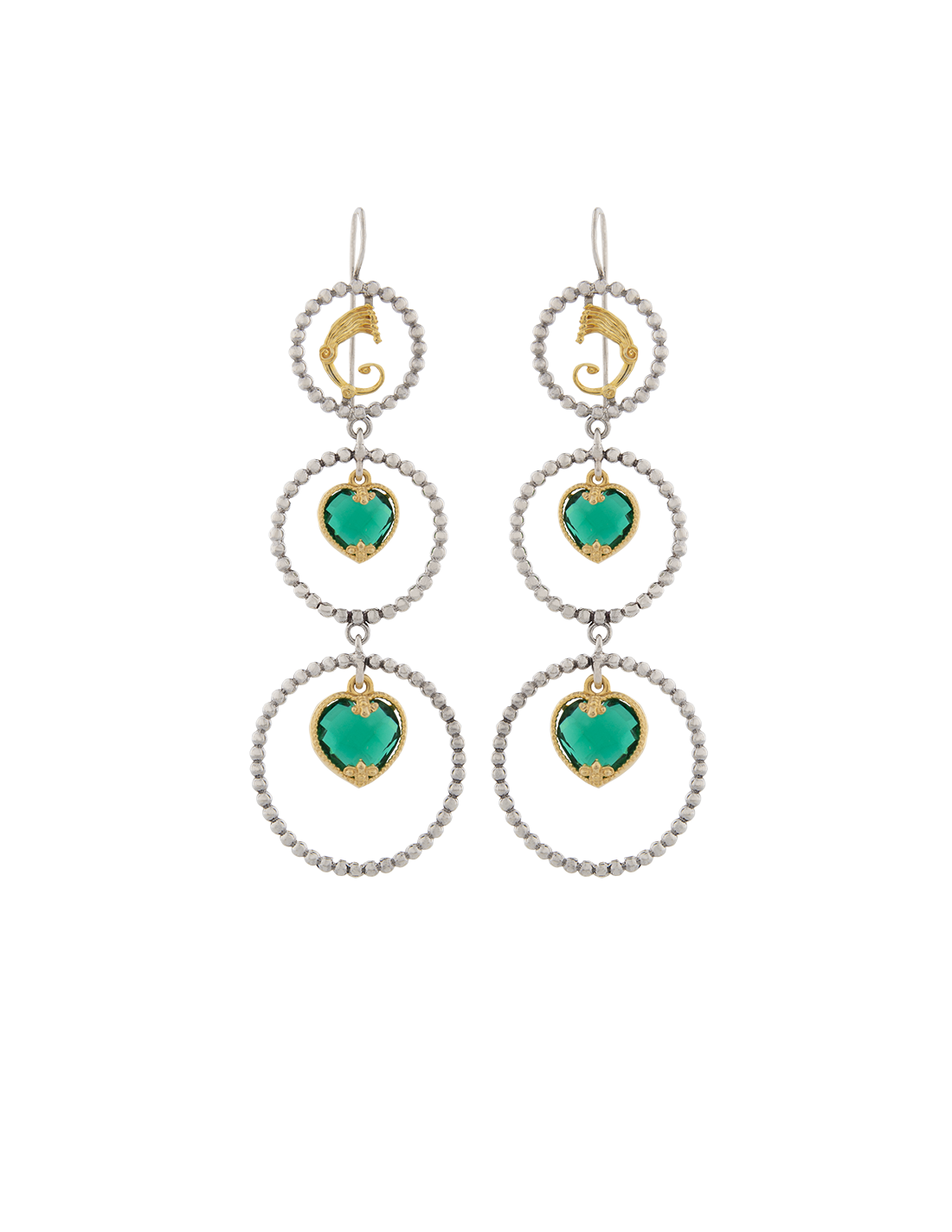 Orecchini Drago light cuore nel cuore verde e rosé