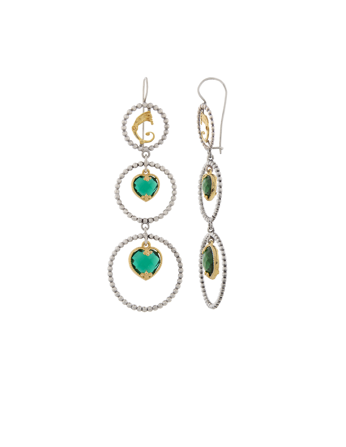 Orecchini Drago light cuore nel cuore verde e rosé