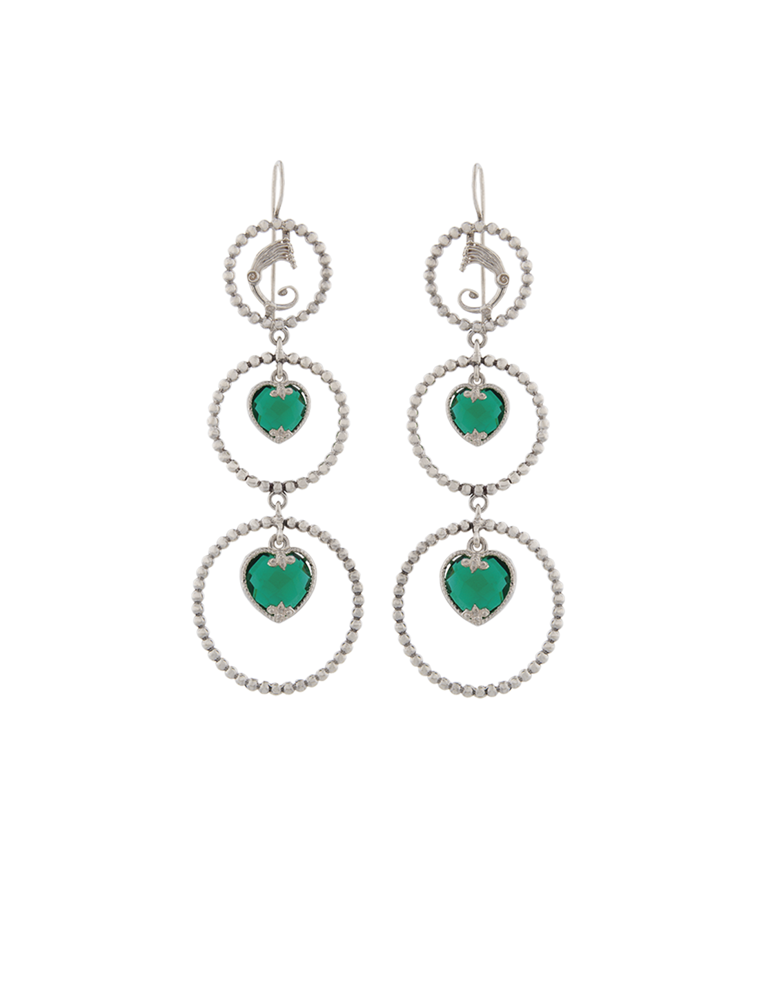 Orecchini Drago light cuore nel cuore verde