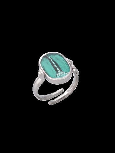 Anello Capo Colonna smalto cattedrale verde ottanio