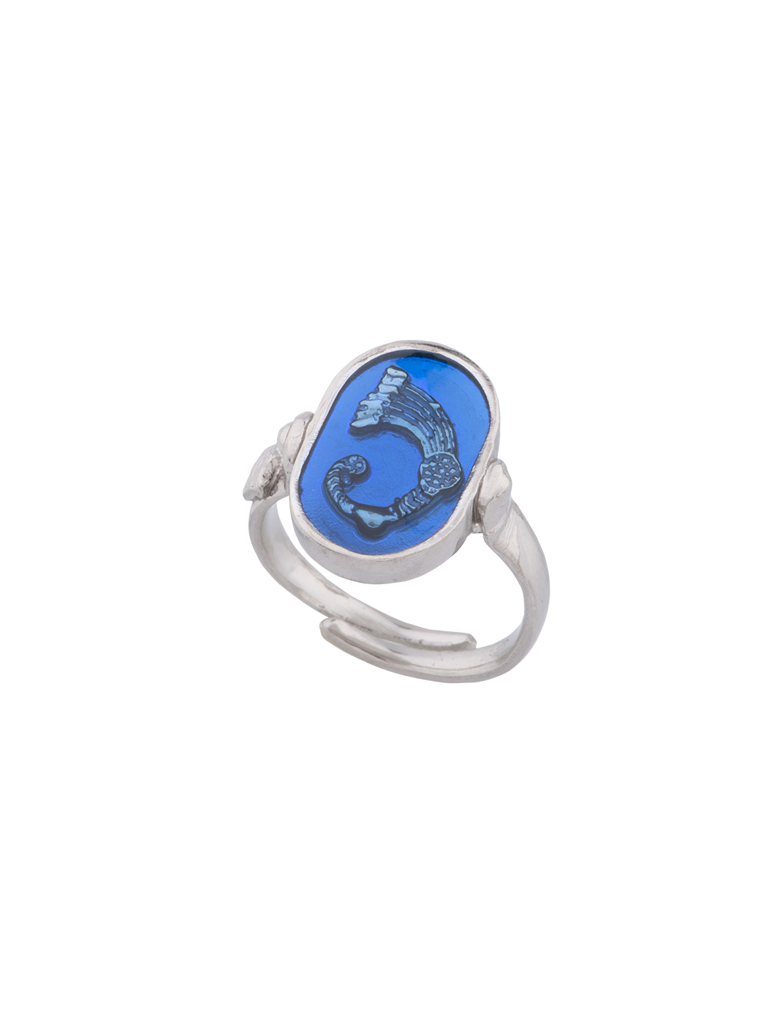 Anello Drago smalto cattedrale blu