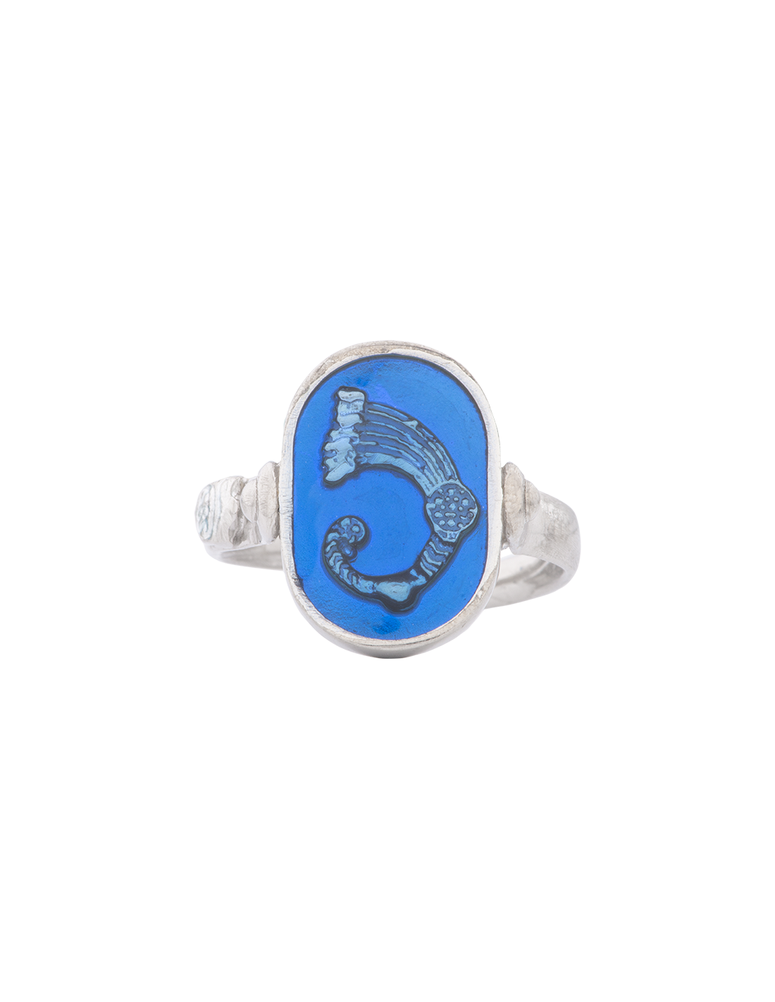 Anello Drago smalto cattedrale blu