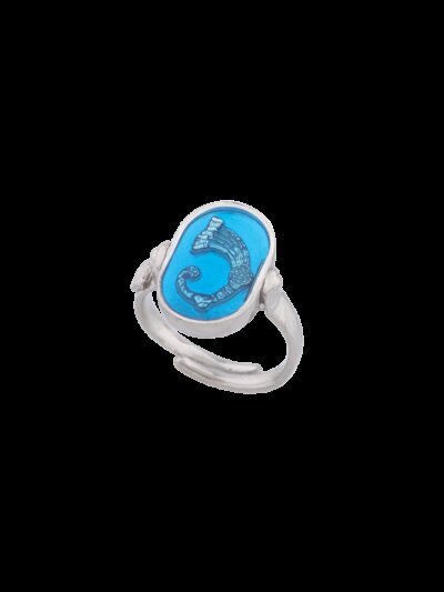 Anello Drago smalto cattedrale azzurro