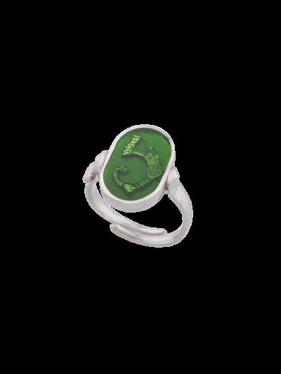 Anello Drago smalto cattedrale verde