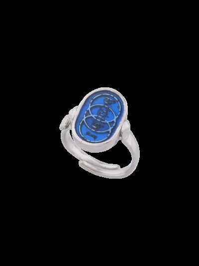 Anello Cerchi smalto cattedrale azzurro