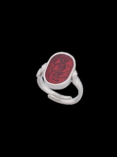 Anello Cerchi smalto cattedrale rosso