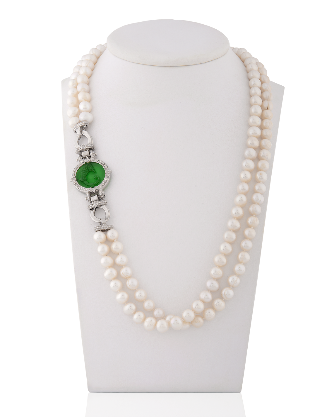 Collana Drago doppio filo pasta vitrea verde