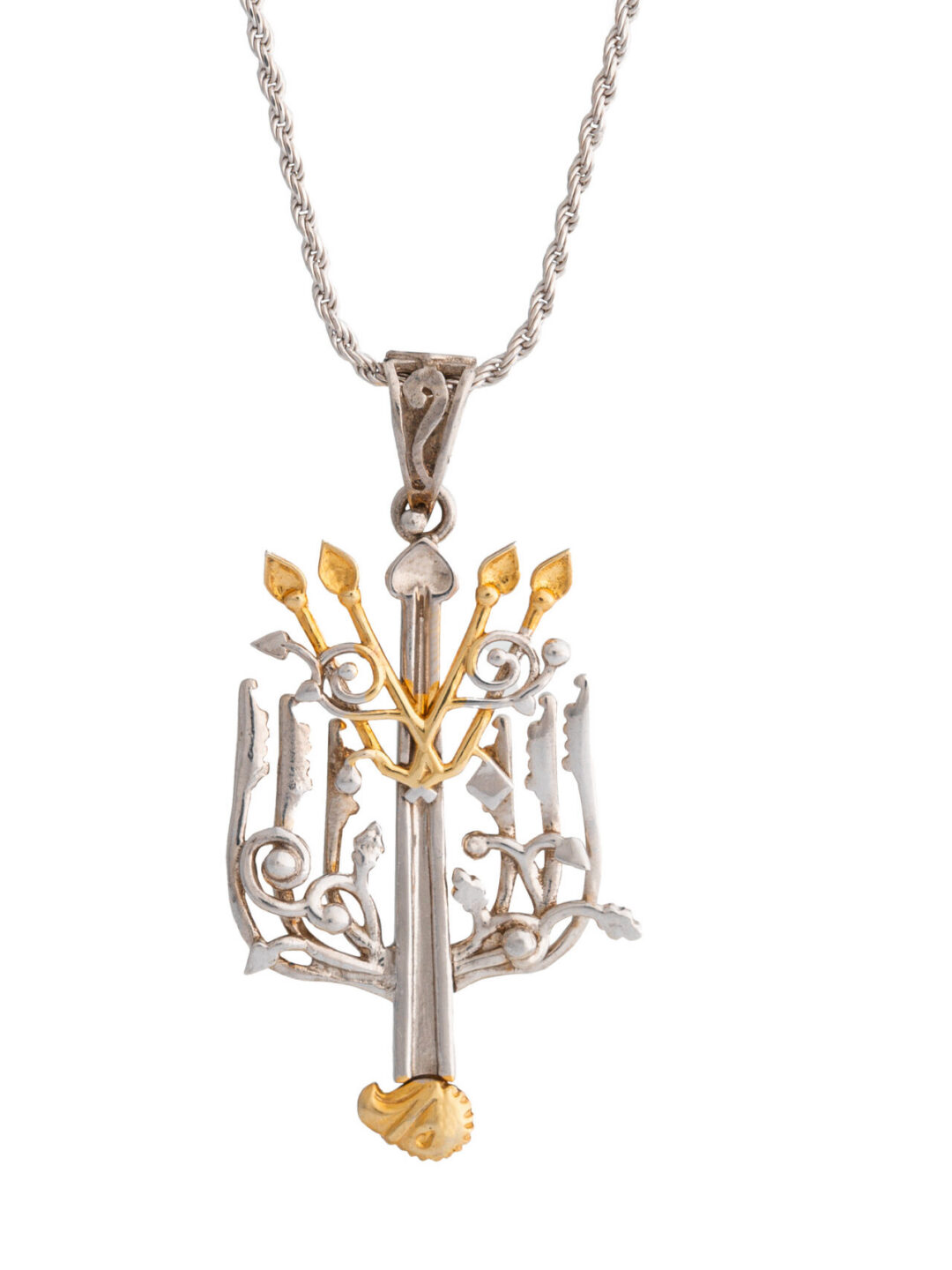 Ciondolo Albero-Aquila, argento 925/1000 bicolore