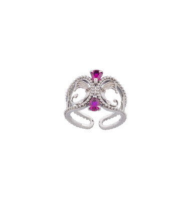 Anello ali di Drago cristalli fucsia