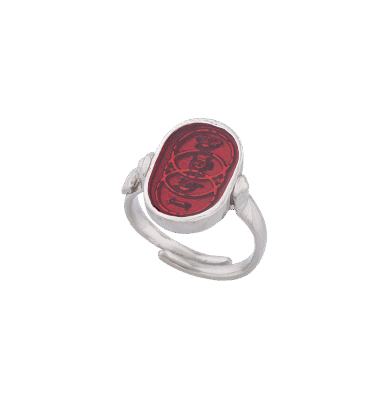 Anello Cerchi smalto cattedrale rosso
