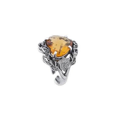 Anello Cuore nel Cuore alberato giallo