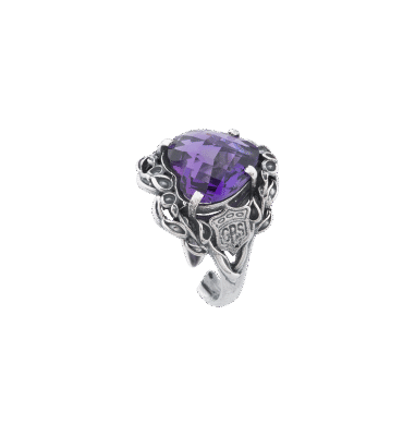 Anello Cuore nel Cuore alberato viola