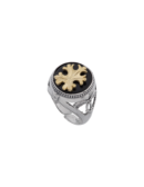 Anello dettagli florensi fiore - agata nera e dorato