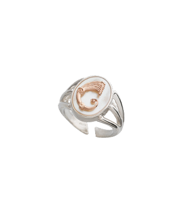 Anello Drago dorico bianco ovale