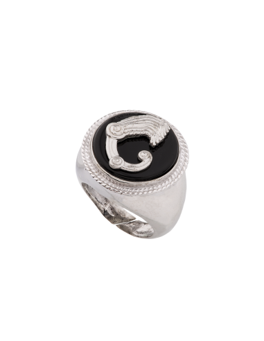 Anello Drago nero bombato