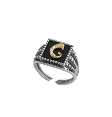 Anello Drago pallinato nero