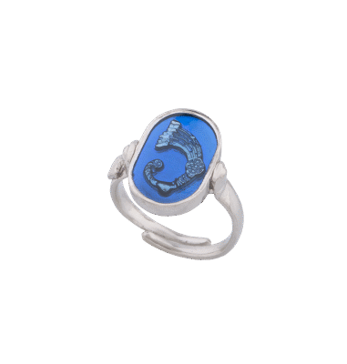 Anello Drago smalto cattedrale blu