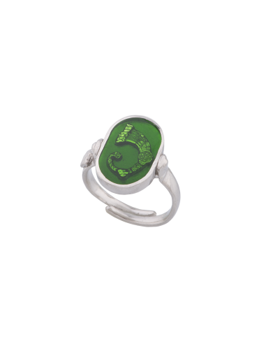 Anello Drago smalto cattedrale verde