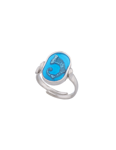 Anello Drago smalto cattedrale azzurro