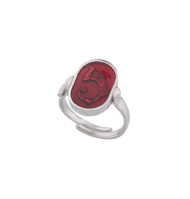 Anello Drago smalto cattedrale rosso