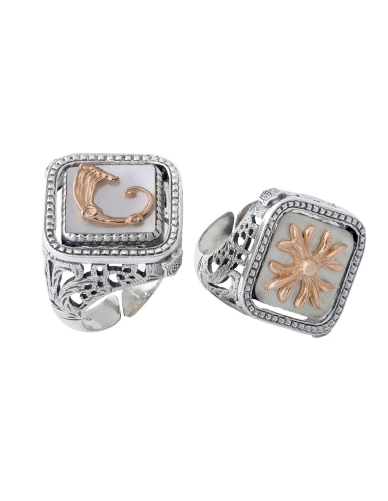 Anello Opplà quadrato Giglio bianco