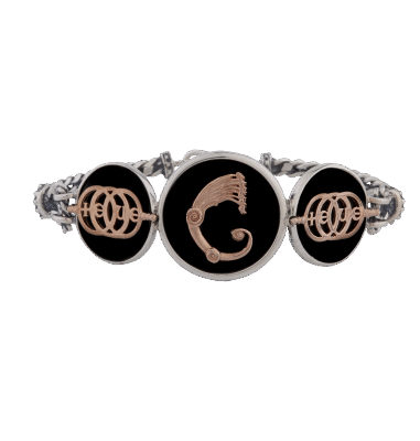 Bracciale Drago e cerchi nero