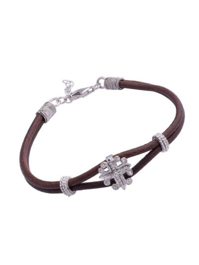 Bracciale croce Excalibur marrone